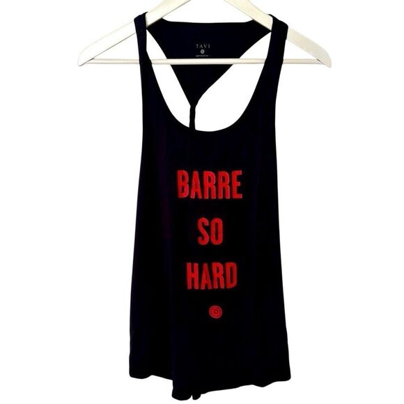 New Tavi x Pure Barre Active Twisted Racerback Tank Small, “Barre So Hard” Black - Picture 1 of 10